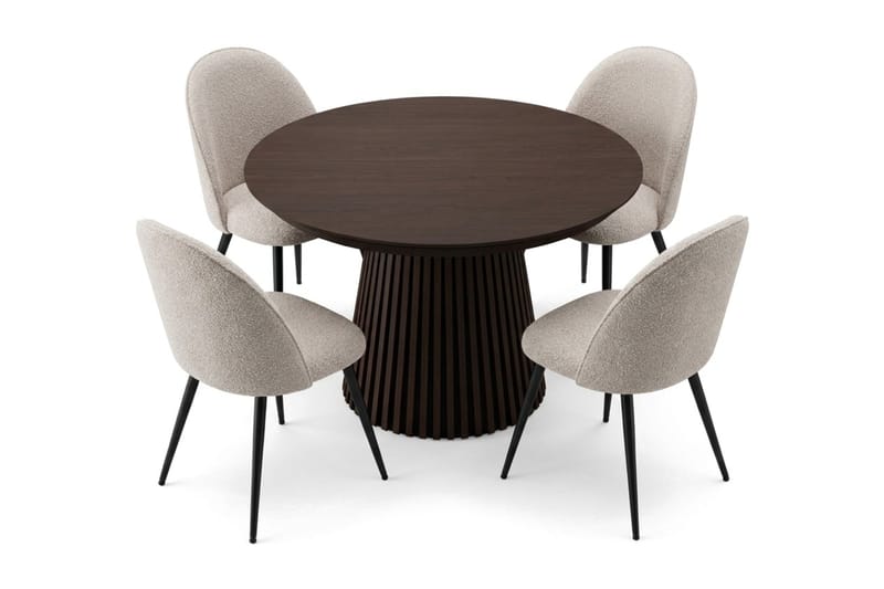 Peyra Matgrupp 120-220 cm förlängningsbart med 4 Nibe Plus Mastolar - Rökt ek - Möbler - Matplats - Matgrupp & matbord med stolar