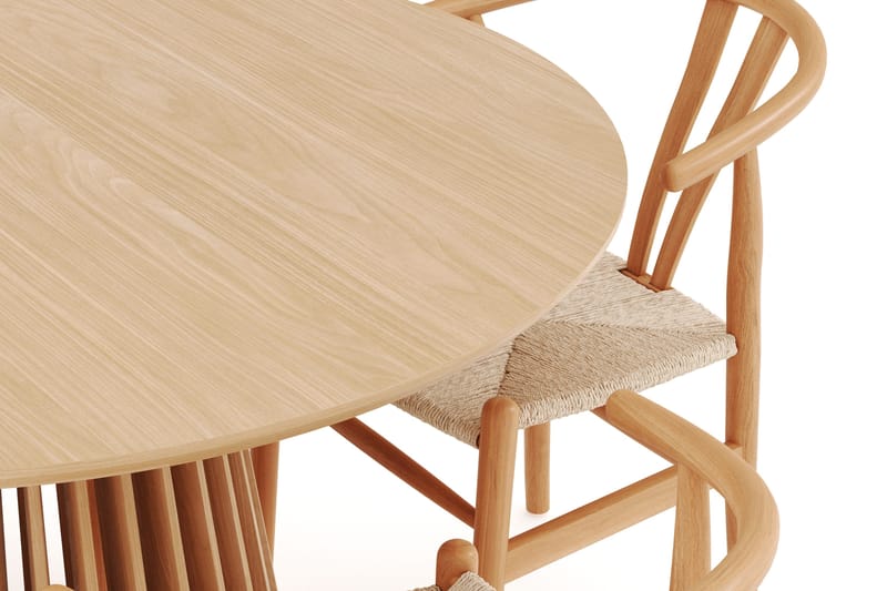 Peyra Matgrupp 120 cm Rund Ek med 4 Dastoori Matstol - 2220068-4,1893466-1 - Natur - Möbler - Matplats - Matgrupp & matbord med stolar