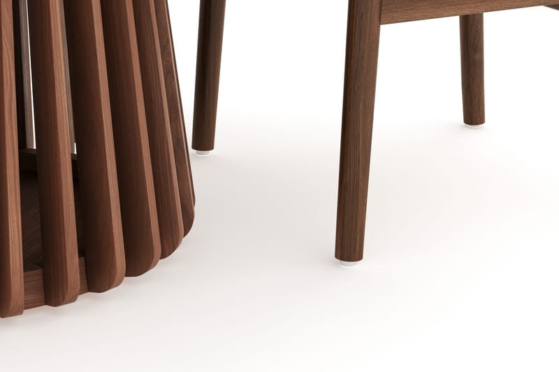 Peyra Matgrupp 120 cm Rund med 4 Dastoori Matstolar - Valnöt / Brun / Beige - Möbler - Matplats - Matgrupp & matbord med stolar