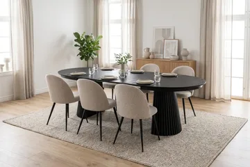 Peyra Matgrupp 140-240 cm förlängningsbart med 6 Nibe Plus Mastolar - Svartlaserad ek - Möbler - Matplats - Matgrupp & matbord med stolar