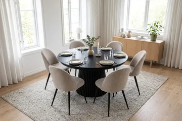Peyra Matgrupp 140-240 cm förlängningsbart med 6 Nibe Plus Mastolar - Svartlaserad ek - Möbler - Matplats - Matgrupp & matbord med stolar