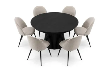 Peyra Matgrupp 140-240 cm förlängningsbart med 6 Nibe Plus Mastolar - Svartlaserad ek - Möbler - Matplats - Matgrupp & matbord med stolar