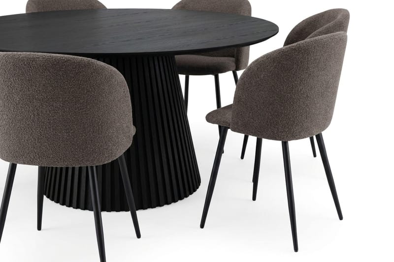 Peyra Matgrupp 180 cm runt med 8 Greya Mastolar - Svartlaserad ek - Möbler - Matplats - Matgrupp & matbord med stolar