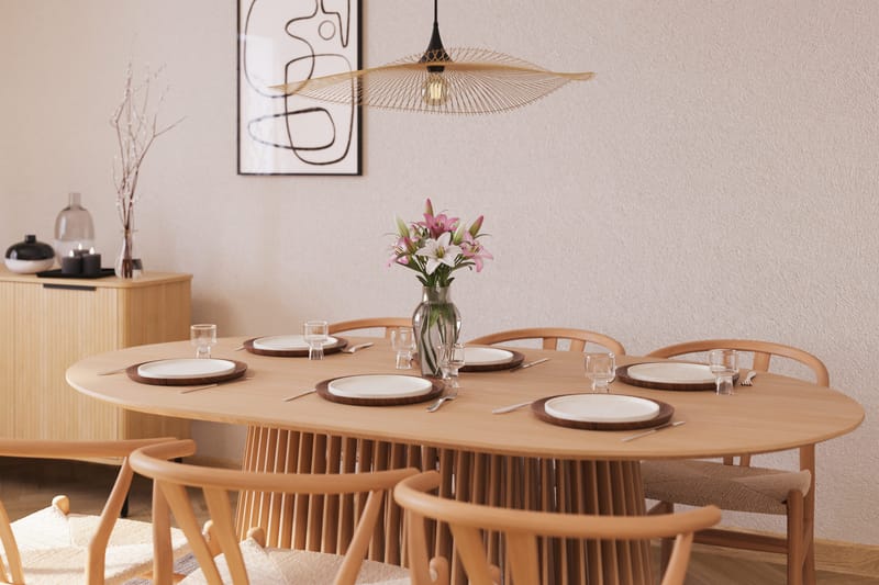 Peyra Matgrupp 200 cm Ovalt Ek med 6 Dastoori Matstol - 2220068-6,1893461-1 - Natur - Möbler - Matplats - Matgrupp & matbord med stolar