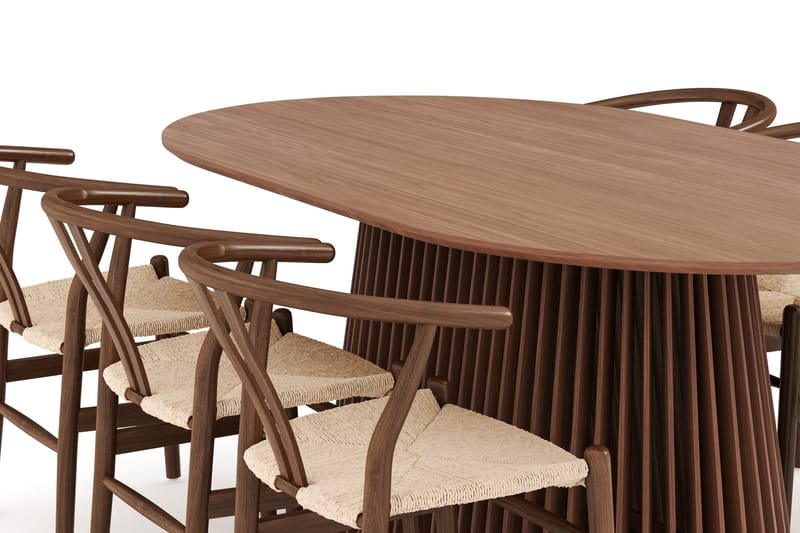 Peyra Matgrupp 200 cm Ovalt med 6 Dastoori Matstol - 2220070-6,1893316-1 - Valnöt - Möbler - Matplats - Matgrupp & matbord med stolar