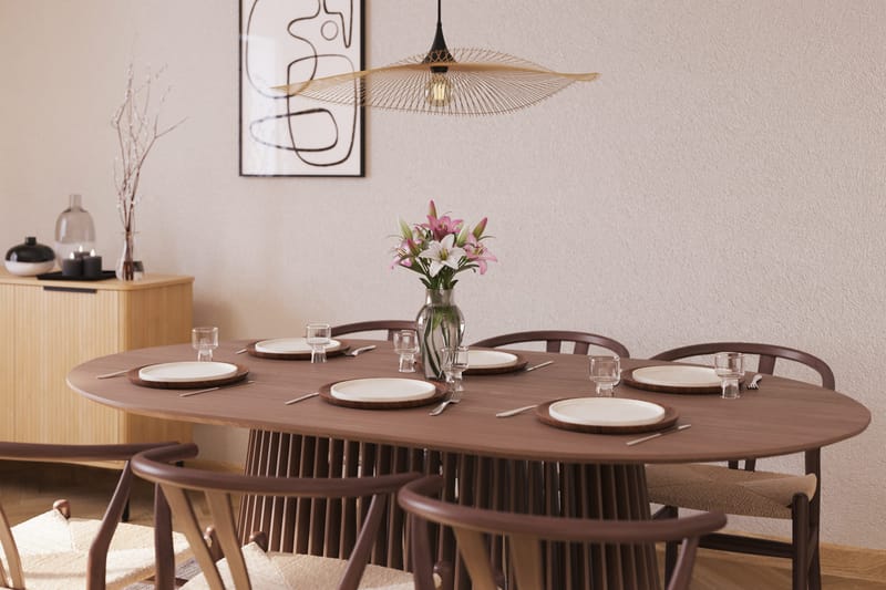 Peyra Matgrupp 200 cm Ovalt med 6 Dastoori Matstol - 2220070-6,1893316-1 - Valnöt - Möbler - Matplats - Matgrupp & matbord med stolar