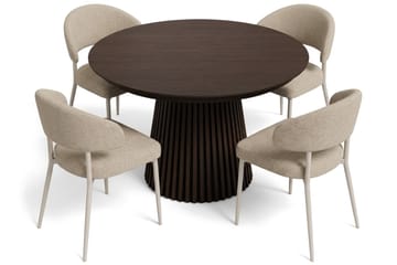 Peyra Matgrupp förlängningsbart 120-220 cm med 4 Sawako Matstolar - Rökt ek - Möbler - Matplats - Matgrupp & matbord med stolar