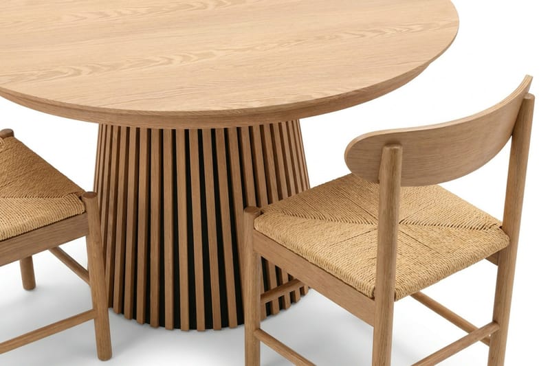 Peyra Matgrupp Förlängningsbart runt 120-220 cm Ek med 4 Malte Matstolar - Möbler - Matplats - Matgrupp & matbord med stolar