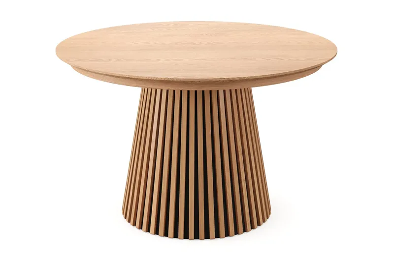Peyra Matgrupp Förlängningsbart runt 120-220 cm i Ek med 4 Amelia Matstolar med Dyna - Ek/Beige - Möbler - Matplats - Matgrupp & matbord med stolar