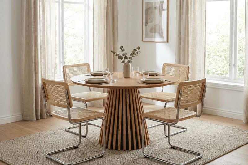 Peyra Matgrupp runt 110 cm Ek med 4 Build Matstolar - Ek - Möbler - Matplats - Matgrupp & matbord med stolar