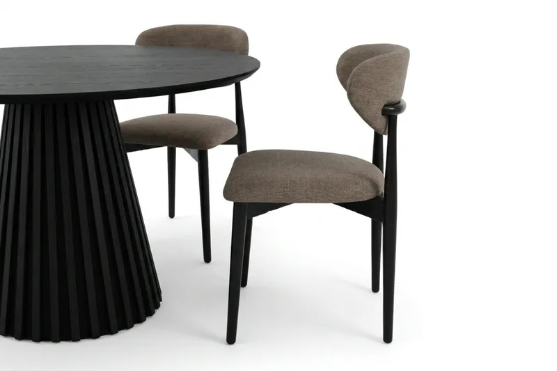 Peyra Matgrupp runt 110 cm Svart med 4 Molly Matstolar - Svart - Möbler - Matplats - Matgrupp & matbord med stolar