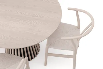 Peyra Matgrupp runt 110 cm Vitlaserad med 4 Dastoori Matstolar - Vitlaserad - Möbler - Matplats - Matgrupp & matbord med stolar