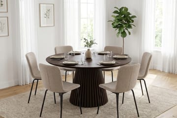 Peyra Matgrupp runt 130 cm Rökt Ek med 6 Katy Matstolar - Rökt ek - Möbler - Matplats - Matgrupp & matbord med stolar