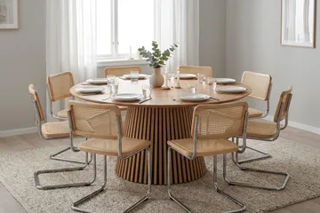 Peyra Matgrupp runt 180 cm Ek med 8 Build Matstolar - Ek - Möbler - Matplats - Matgrupp & matbord med stolar