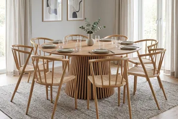 Peyra Matgrupp runt 180 cm Ek med 8 Winston Matstolar - Ek - Möbler - Matplats - Matgrupp & matbord med stolar