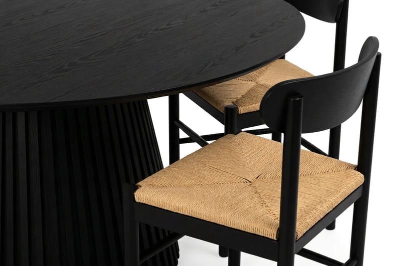 Peyra Matgrupp runt 180 cm Svart med 8 Malte Matstolar - Möbler - Matplats - Matgrupp & matbord med stolar