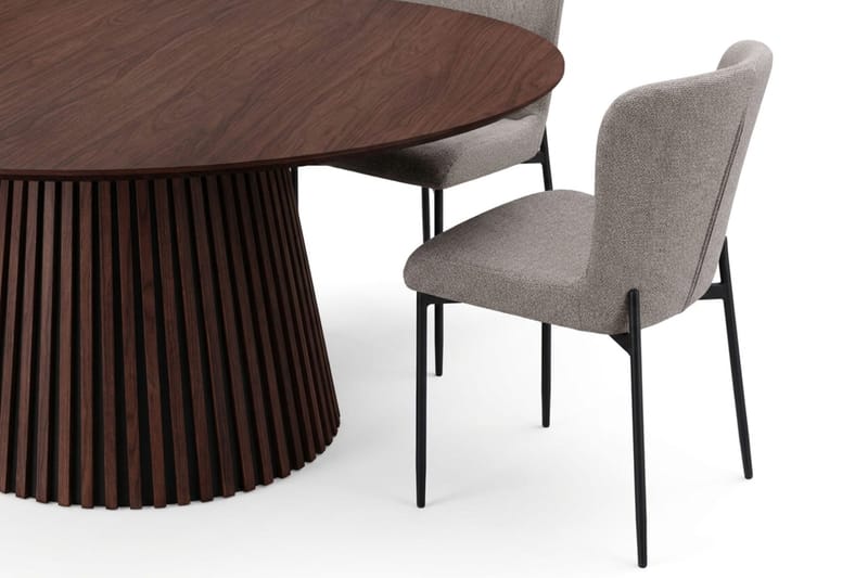 Peyra Matgrupp runt 180 cm Valnöt med 8 Elsie Matstolar - Valnöt - Möbler - Matplats - Matgrupp & matbord med stolar