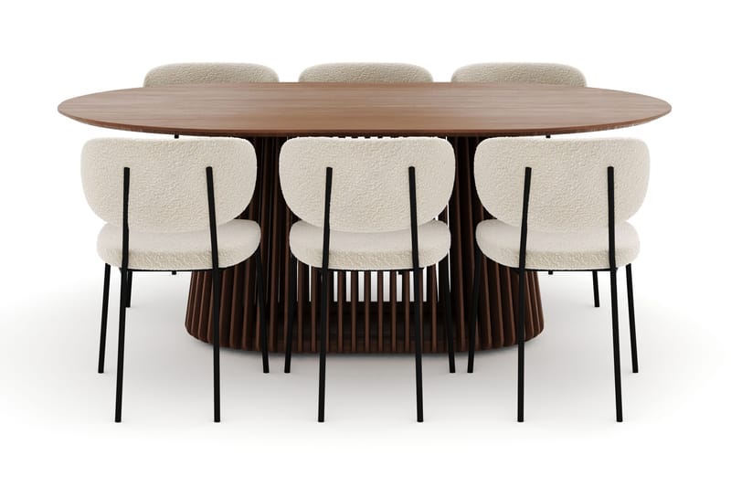 Peyra Ovalt Matbord 200 cm med 6 Gemmiano Stolar - Valnöt - Möbler - Matplats - Matgrupp & matbord med stolar