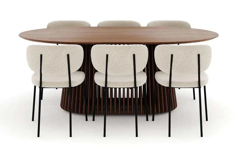 Peyra Ovalt Matbord 200 cm med 6 Gemmiano Stolar - Valnöt - Möbler - Matplats - Matgrupp & matbord med stolar