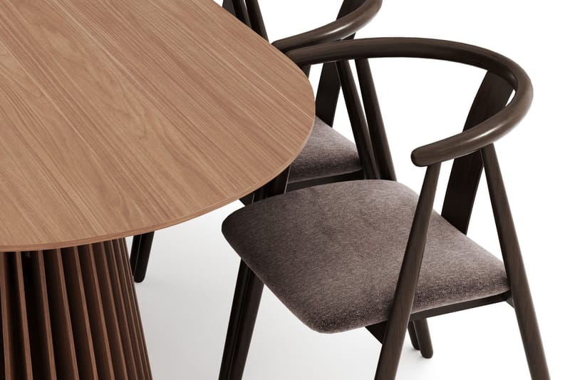 Peyra Ovalt Matgrupp Massiv Valnöt 200 cm med 6 Cytie Karmstolar - Valnöt - Möbler - Matplats - Matgrupp & matbord med stolar