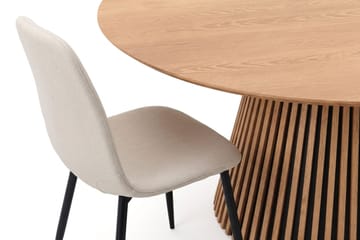 Peyra Rund Matgrupp 180 cm – Matbord med 8 Nibe Matstolar i Trä med Ekutseende - Natur|Beige - Möbler - Matplats - Matgrupp & matbord med stolar