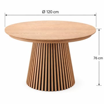 Peyra Rund Utdragbar Matgrupp 120-220 cm – Matbord med 4 Eira Matstolar i Trä med Ekutseende - Natur - Möbler - Matplats - Matgrupp & matbord med stolar