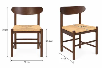 Peyra Rund Utdragbar Matgrupp 120-220 cm – Matbord med 4 Malte Matstolar i Trä med Valnötsutseende - Brun - Möbler - Matplats - Matgrupp & matbord med stolar