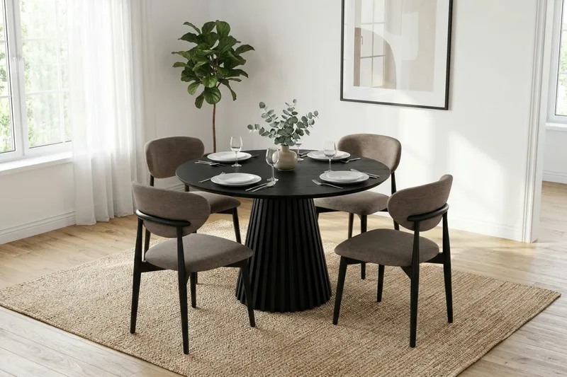 Peyra Runt Matbord 110 cm Fanér - Svart - Möbler - Matplats - Matbord & köksbord