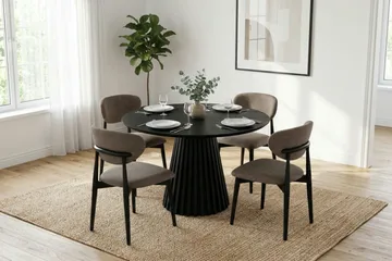 Peyra Runt Matbord 110 cm Fanér - Svartlaserad ek - Möbler - Matplats - Matbord & köksbord