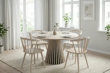 Peyra Runt Matbord 110 cm Fanér - Vitlaserat - Möbler - Matplats - Matbord & köksbord