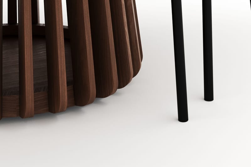 Peyra Runt Matbord 120 cm med 4 Gemmiano Stolar - Valnöt - Möbler - Matplats - Matgrupp & matbord med stolar