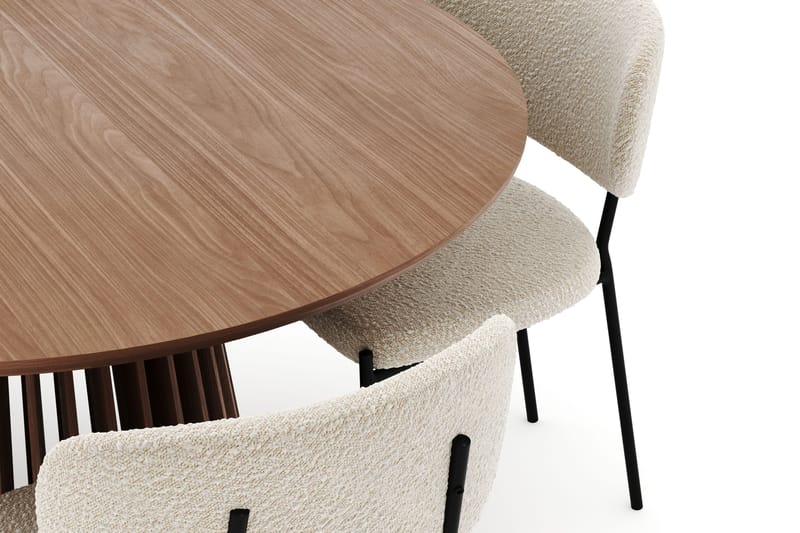 Peyra Runt Matbord 120 cm med 4 Gemmiano Stolar - Valnöt - Möbler - Matplats - Matgrupp & matbord med stolar