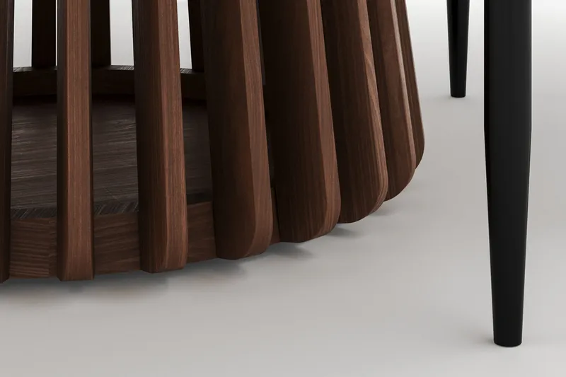 Peyra Runt Matbord 120 cm med 4 Sawako Stolar - Valnöt - Möbler - Matplats - Matgrupp & matbord med stolar