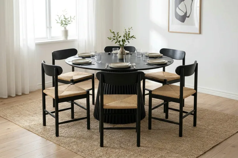 Peyra Runt Matbord 150 cm Fanér - Svart - Möbler - Matplats - Matbord & köksbord