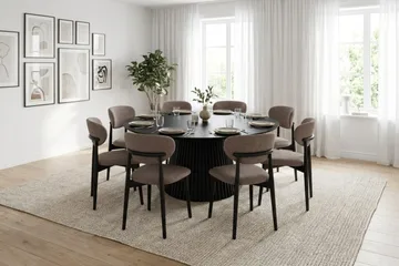 Peyra Runt Matbord 180 cm Fanér - Svartlaserad ek - Möbler - Matplats - Matbord & köksbord