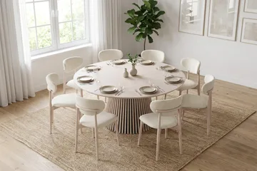Peyra Runt Matbord 180 cm Fanér - Vitlaserat - Möbler - Matplats - Matbord & köksbord