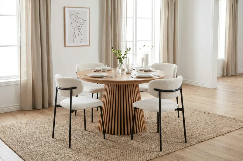 Peyra Runt Matbord förlängningsbart 120-220 cm Fanér - Ek - Möbler - Matplats - Matbord & köksbord