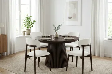 Peyra Runt Matbord förlängningsbart 120-220 cm Fanér - Rökt ek - Möbler - Matplats - Matbord & köksbord