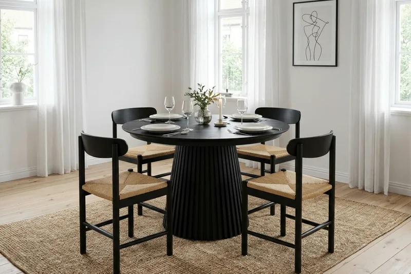 Peyra Runt Matbord förlängningsbart 120-220 cm Fanér - Svart - Möbler - Matplats - Matbord & köksbord