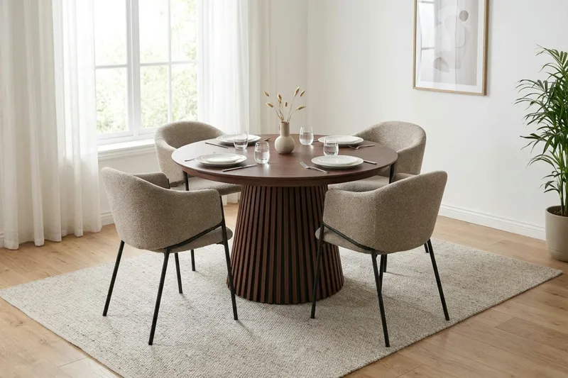 Peyra Runt Matbord förlängningsbart 120-220 cm Fanér - Valnöt - Möbler - Matplats - Matbord & köksbord