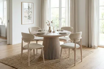 Peyra Runt Matbord förlängningsbart 120-220 cm Fanér - Vitlaserad ek - Möbler - Matplats - Matbord & köksbord