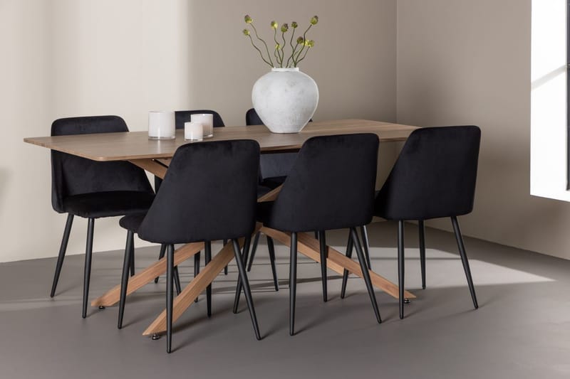 Piazza Matbord 180x90 cm med 6 Night Matstol