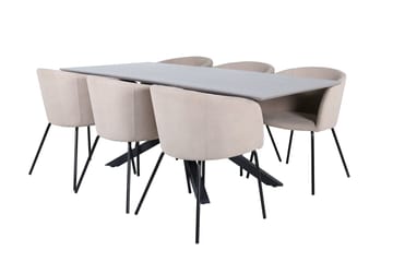 Piazza Matbord 190 cm med 6 Berit Karmstol med Armstöd - Möbler - Matplats - Matgrupp & matbord med stolar