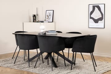 Piazza Matbord 190 cm med 6 Berit Karmstol med Armstöd - Möbler - Matplats - Matgrupp & matbord med stolar