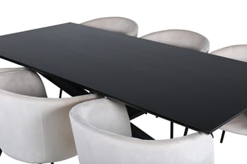 Piazza Matbord 190 cm med 6 Berit Karmstol Sammet med Armstöd - Möbler - Matplats - Matgrupp & matbord med stolar