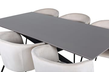 Piazza Matbord 190 cm med 6 Berit Karmstol Sammet med Armstöd - Möbler - Matplats - Matgrupp & matbord med stolar