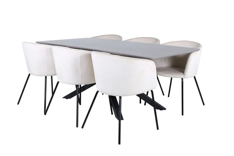 Piazza Matbord 190 cm med 6 Berit Karmstol Sammet med Armstöd - Möbler - Matplats - Matgrupp & matbord med stolar