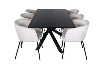 Piazza Matbord 190 cm med 6 Berit Karmstol Sammet med Armstöd - Möbler - Matplats - Matgrupp & matbord med stolar
