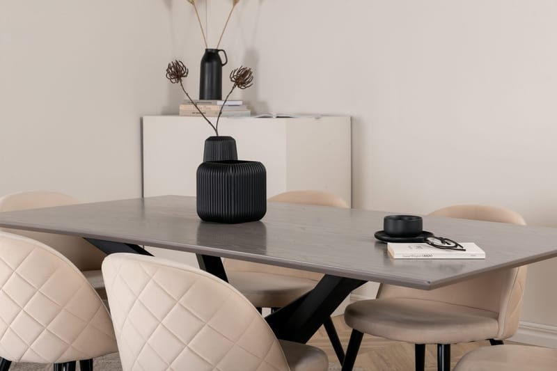 Piazza Matbord 190 cm med 6 Velvet Stitches Matstol - Möbler - Matplats - Matgrupp & matbord med stolar