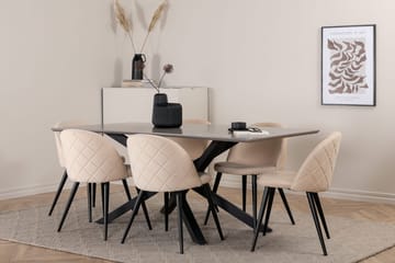 Piazza Matbord 190 cm med 6 Velvet Stitches Matstol - Möbler - Matplats - Matgrupp & matbord med stolar